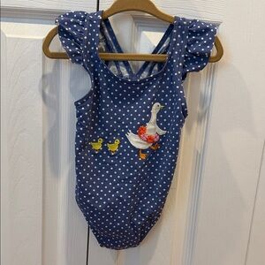 Baby Boden Blue Polka Dot Kids Swim One Piece
